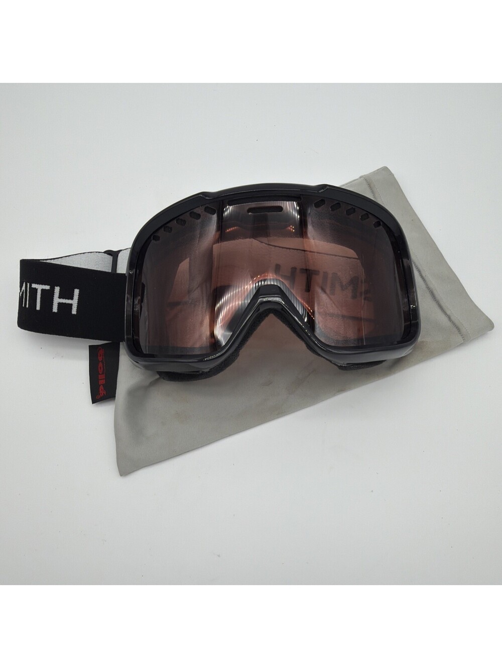 Smith Optics Ski Snowboard Goggles Black Frame Rose Lens White/ Black Strap
